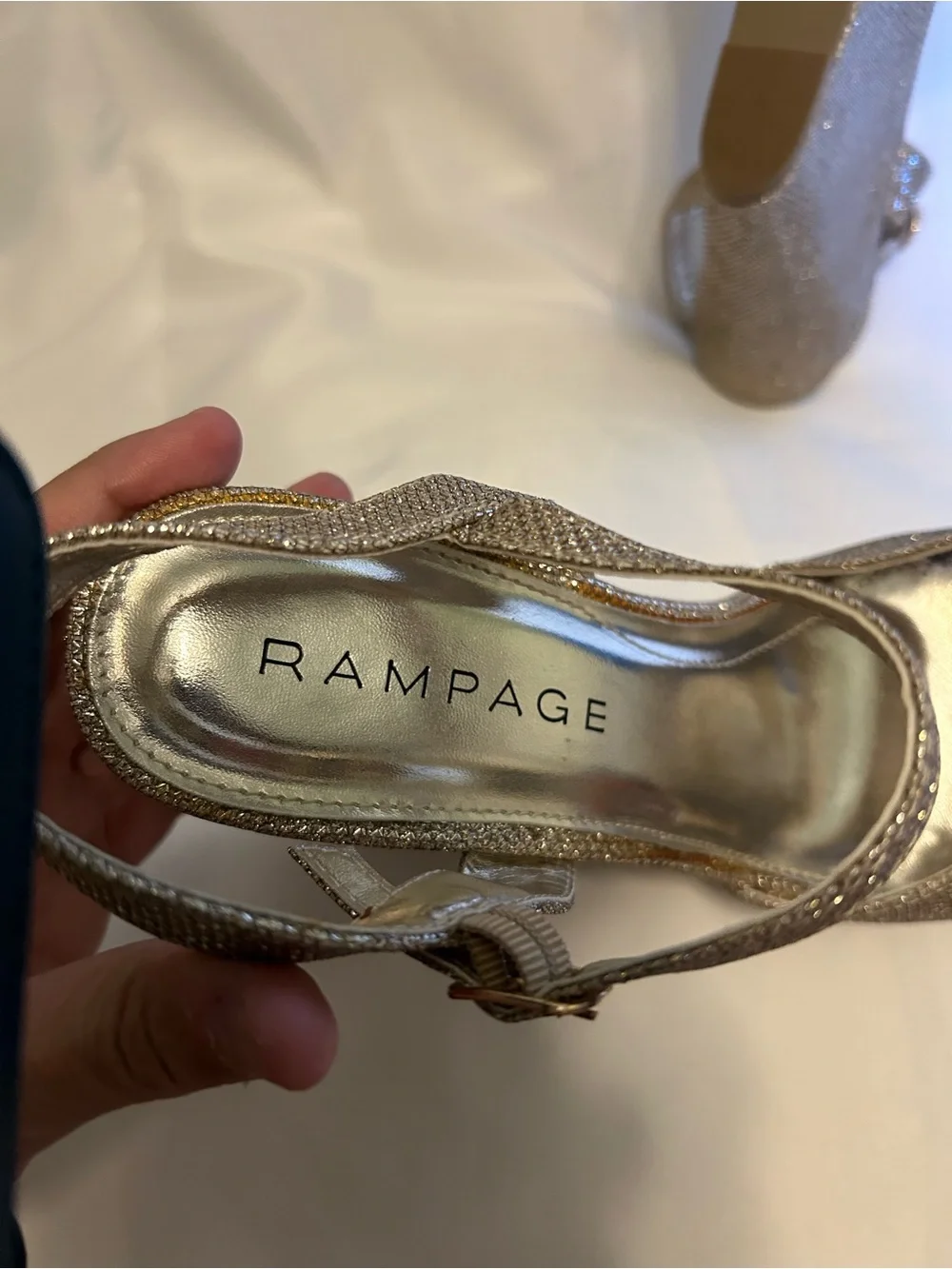 Rampage Gold Glitter Wedge Sandals with Ankle Strap